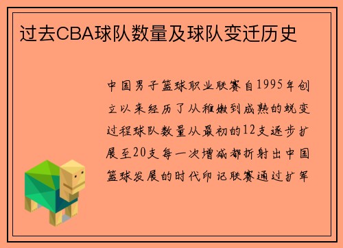 过去CBA球队数量及球队变迁历史